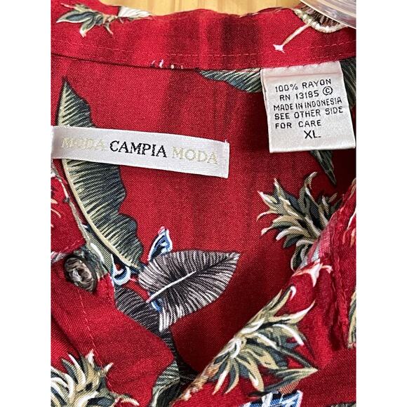 Moda Campia Moda Men's Hawaii Print SS Shirt in Maroon. Size XL - Picture 3 of 4